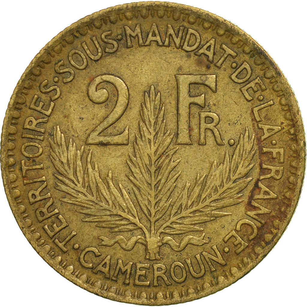 Cameroon, 2 Francs, 1924, Paris, EF(40-45), Aluminum-Bronze, KM:3