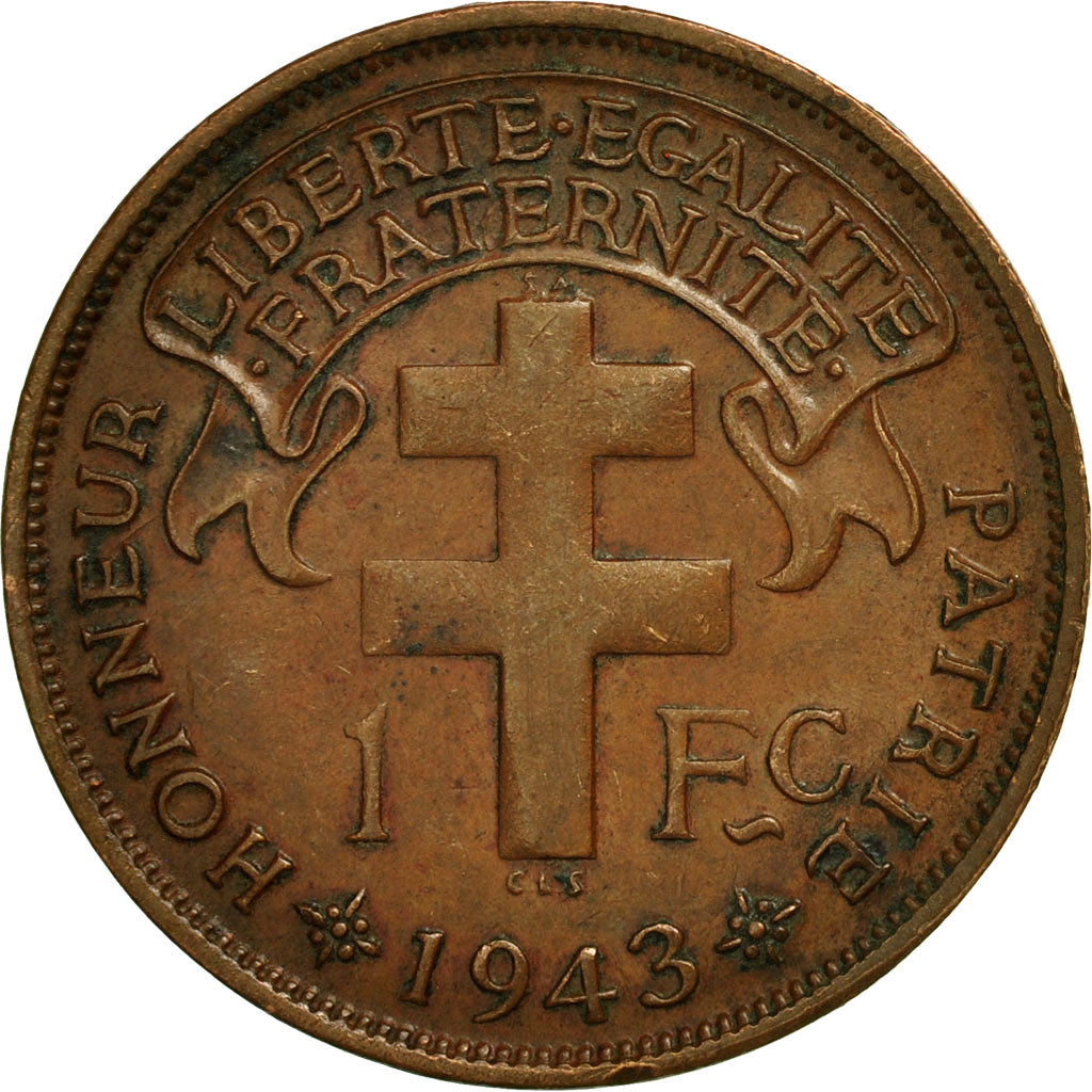Coin, Cameroon, Franc, 1943, Pretoria, EF(40-45), Bronze, KM:5