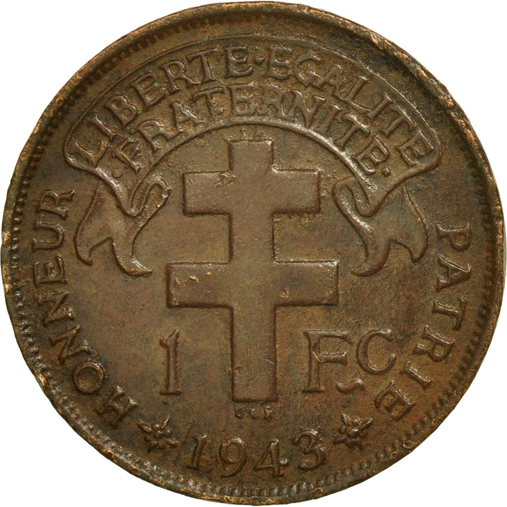 Coin, Cameroon, Franc, 1943, Pretoria, EF(40-45), Bronze, KM:5