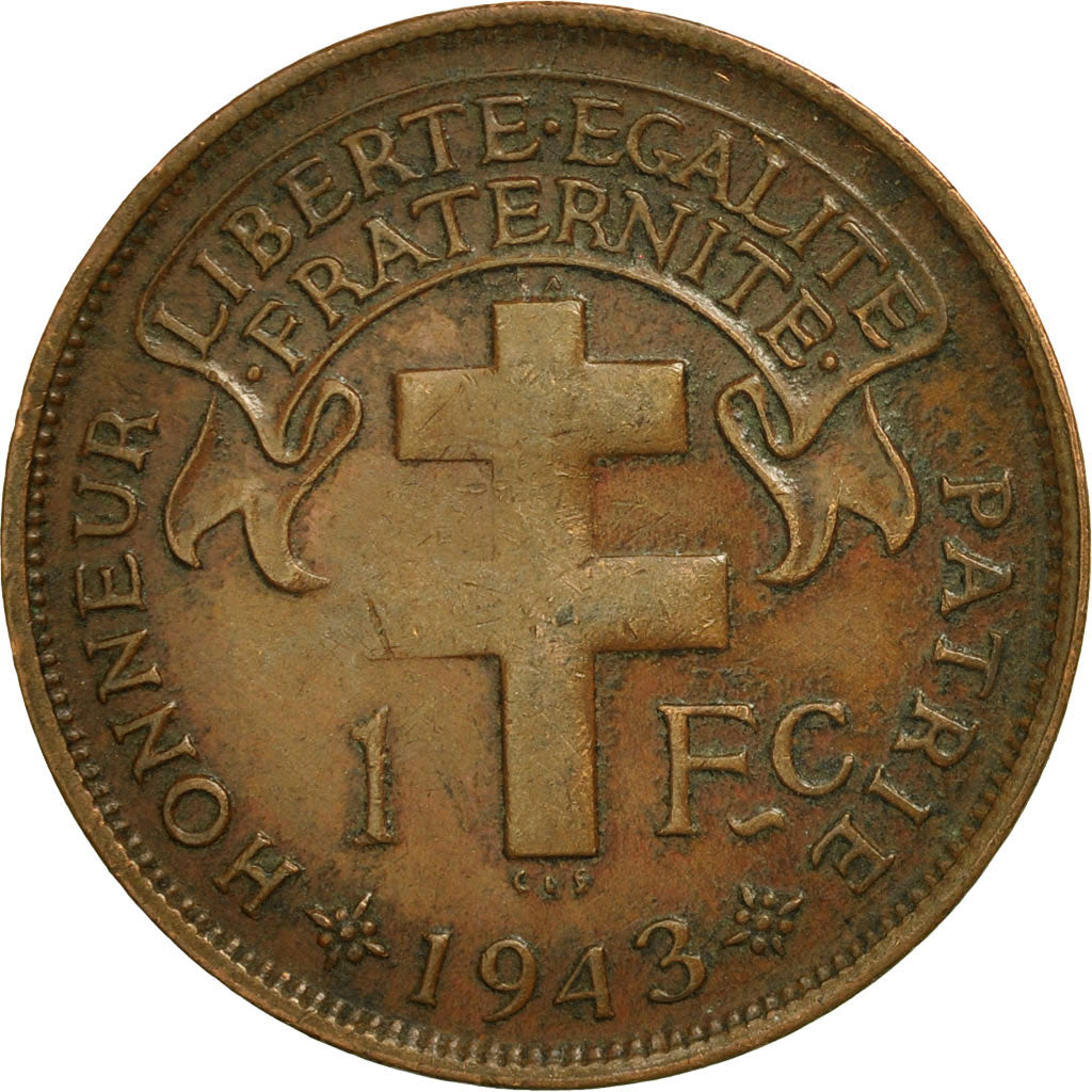 Coin, Cameroon, Franc, 1943, Pretoria, EF(40-45), Bronze, KM:7