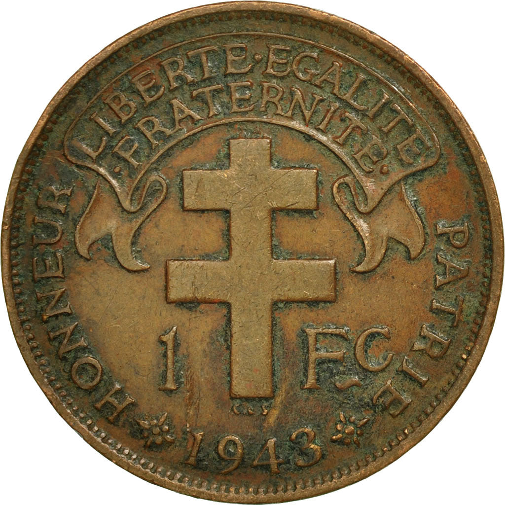 Coin, Cameroon, Franc, 1943, Pretoria, EF(40-45), Bronze, KM:7