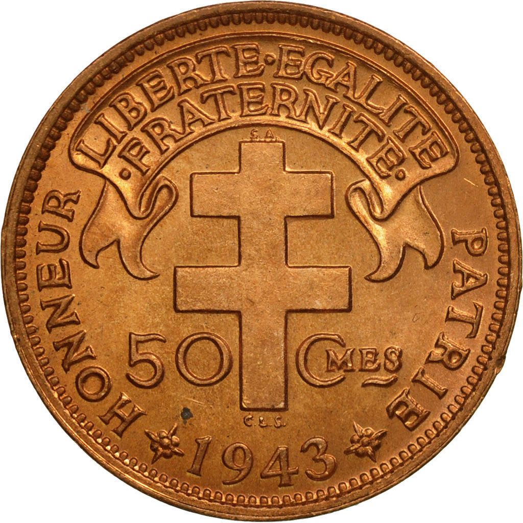Camerun, 50 Centimes, 1943, Pretoria, FDC, Bronzo, KM:6
