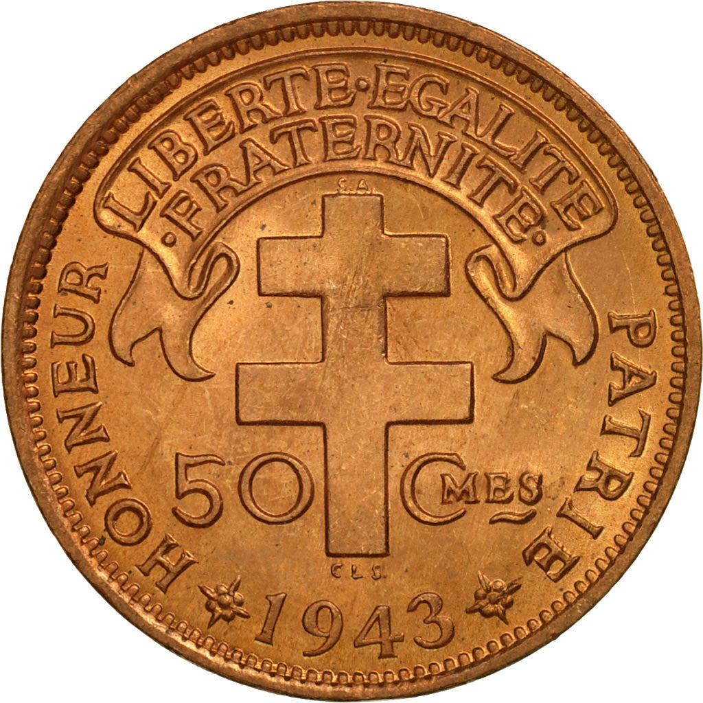 Camerun, 50 Centimes, 1943, Pretoria, FDC, Bronzo, KM:6