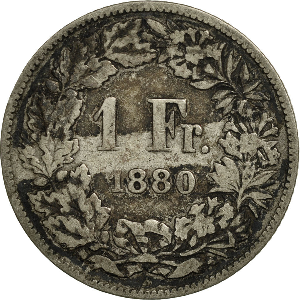 Coin, Switzerland, Franc, 1880, Bern, F(12-15), Silver, KM:24