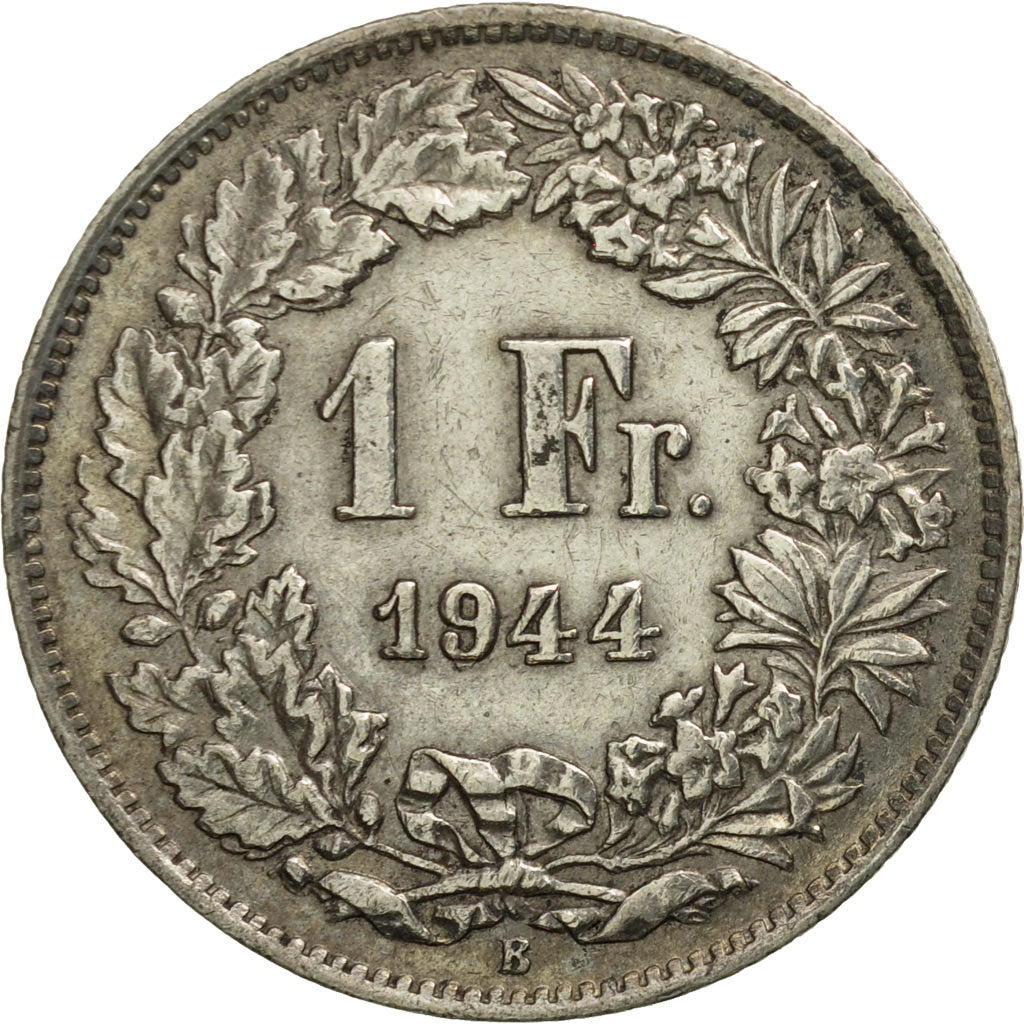 Coin, Switzerland, Franc, 1944, Bern, AU(50-53), Silver, KM:24
