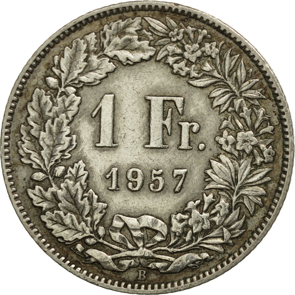 Coin, Switzerland, Franc, 1957, Bern, AU(50-53), Silver, KM:24