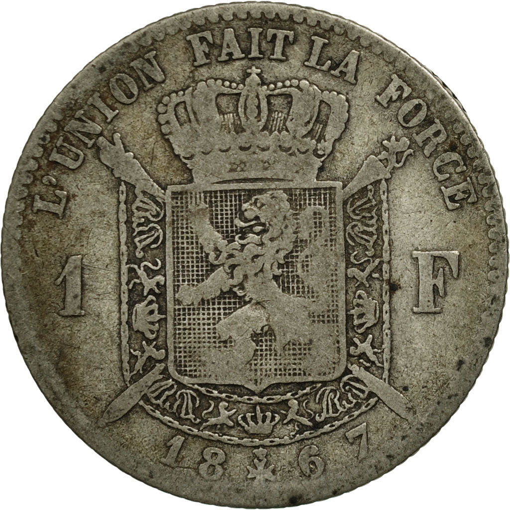 Coin, Belgium, Leopold II, Franc, 1867, F(12-15), Silver, KM:28.1