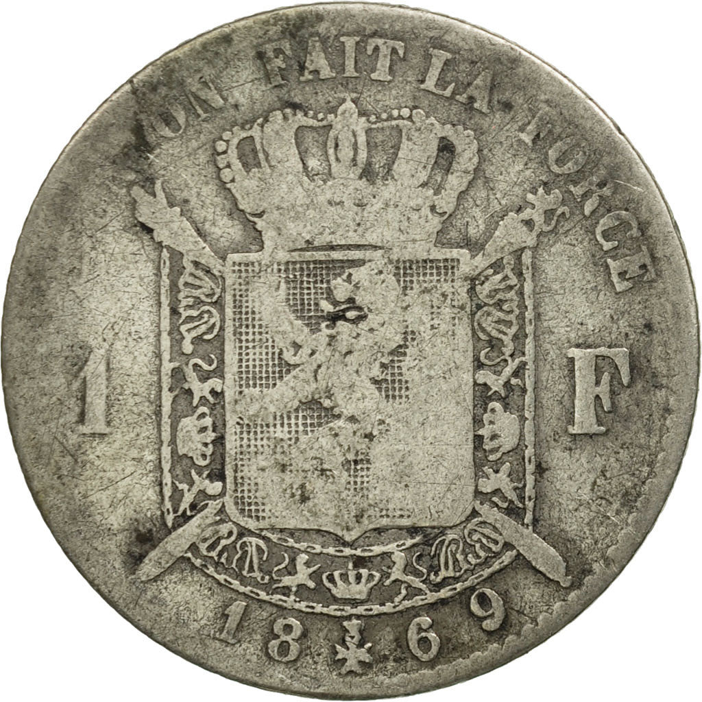 Belgium, Leopold II, Franc, 1869, F(12-15), Silver, KM:28.1