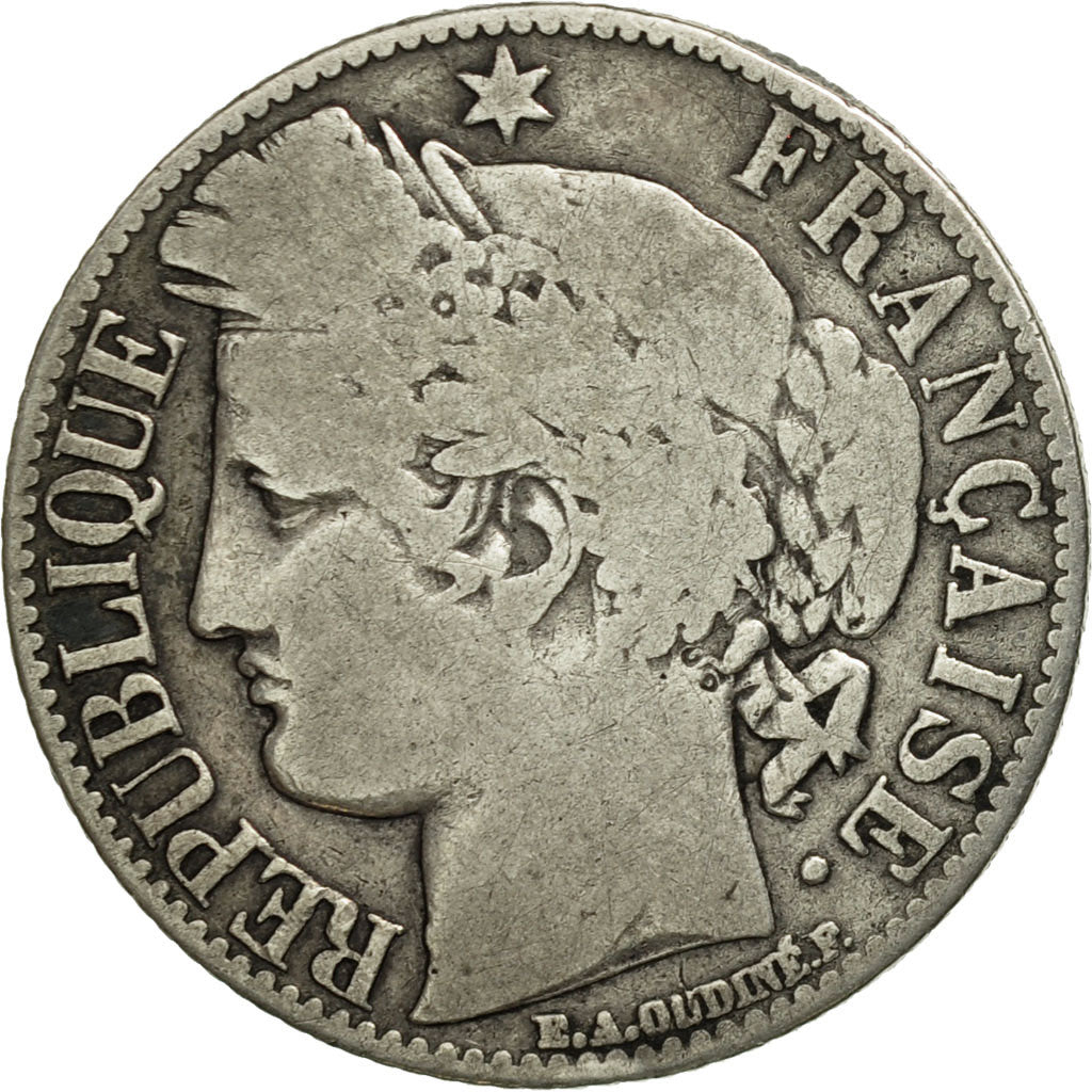 Frankreich, Cérès, Franc, 1872, Bordeaux, SGE+, Silber, KM:822.2, Gadoury:465a