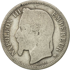 France, Napoleon III, Franc, 1868, Strasbourg, VG(8-10), Silver, KM:806.2