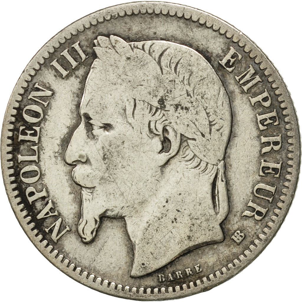 France, Napoleon III, Franc, 1868, Strasbourg, B+, Argent, Gadoury:463