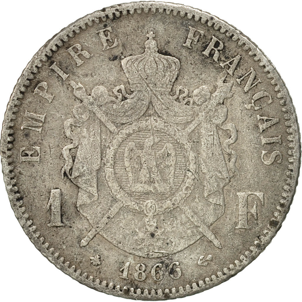 France, Napoleon III, Franc, 1866, Paris, TB, Argent, Gadoury:463