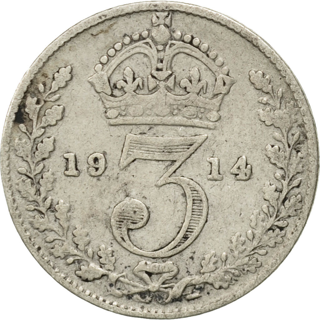 Great Britain, George V, 3 Pence, 1914, VF(20-25), Silver, KM:813