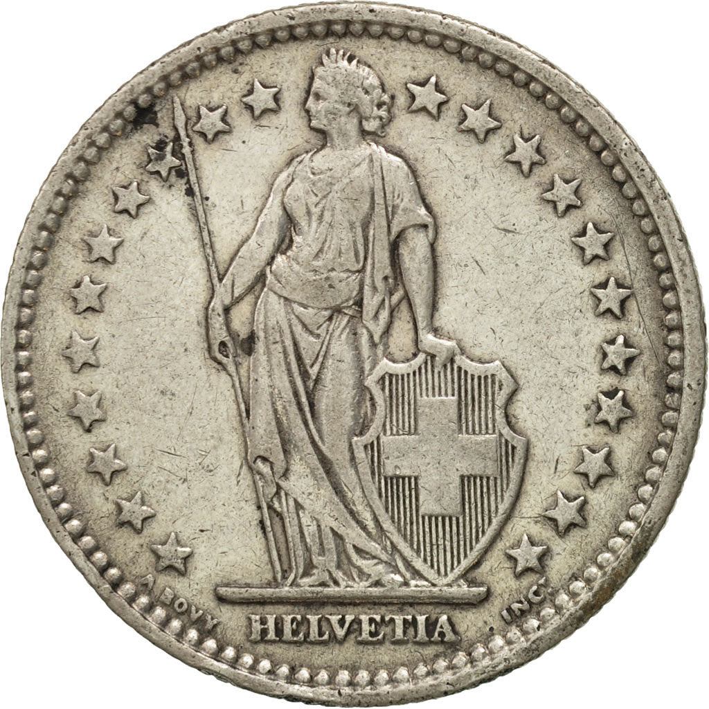 Svizzera, 2 Francs, 1910, Bern, BB, Argento, KM:21