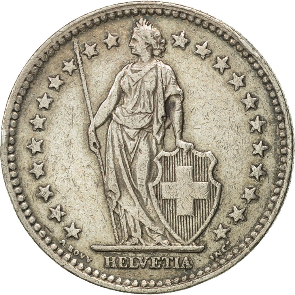 Coin, Switzerland, 2 Francs, 1943, Bern, EF(40-45), Silver, KM:21