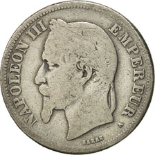 Francia, Napoleon III, 2 Francs, 1869, Paris, B+, Argento, KM:807.1