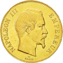 Frankreich, Napoleon III, 100 Francs, 1855, Paris, SS+, Gold, KM:786.1