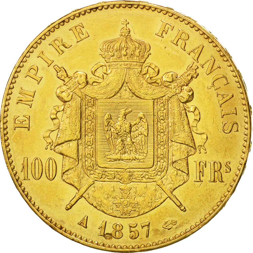 Moneda, Francia, Napoleon III, Napoléon III, 100 Francs, 1857, Paris, MBC, Oro