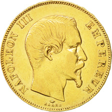 Francia, Napoleon III, 50 Francs, 1857, Paris, MB+, Oro, KM:785.1