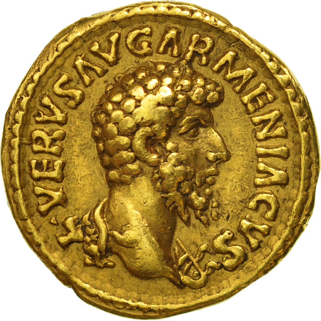 Coin, Lucius Verus, Aureus, Rome, graded, NGC, Ch VF, 5/5-2/5, Gold, RIC:498var