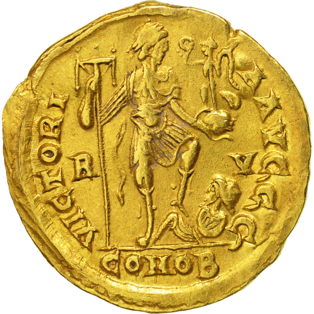Coin, Honorius, Solidus, Ravenna, AU(50-53), Gold, RIC:1287