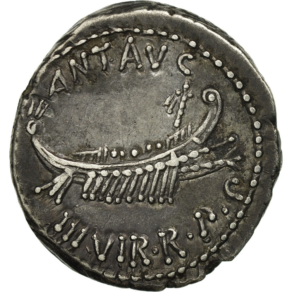 Marcus Antonius, Denarius, Traveling Mint, AU(50-53), Silver, Crawford:544/17