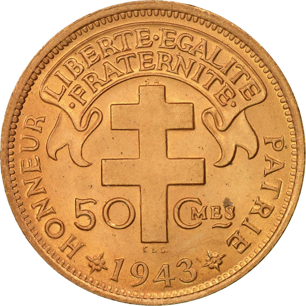 Camerun, 50 Centimes, 1943, Pretoria, FDC, Bronzo, KM:6