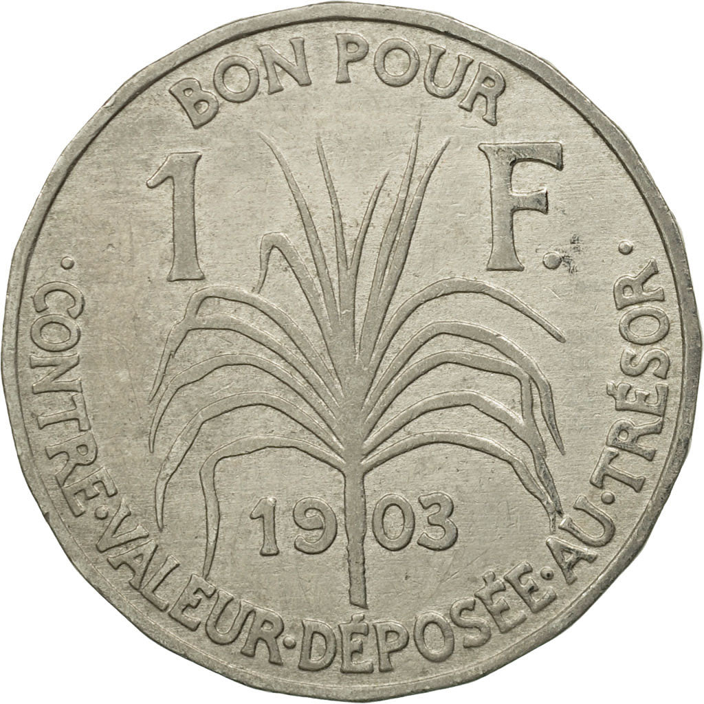 Guadeloupe, Franc, 1903, VF(30-35), Copper-nickel, KM:46, Lecompte:57