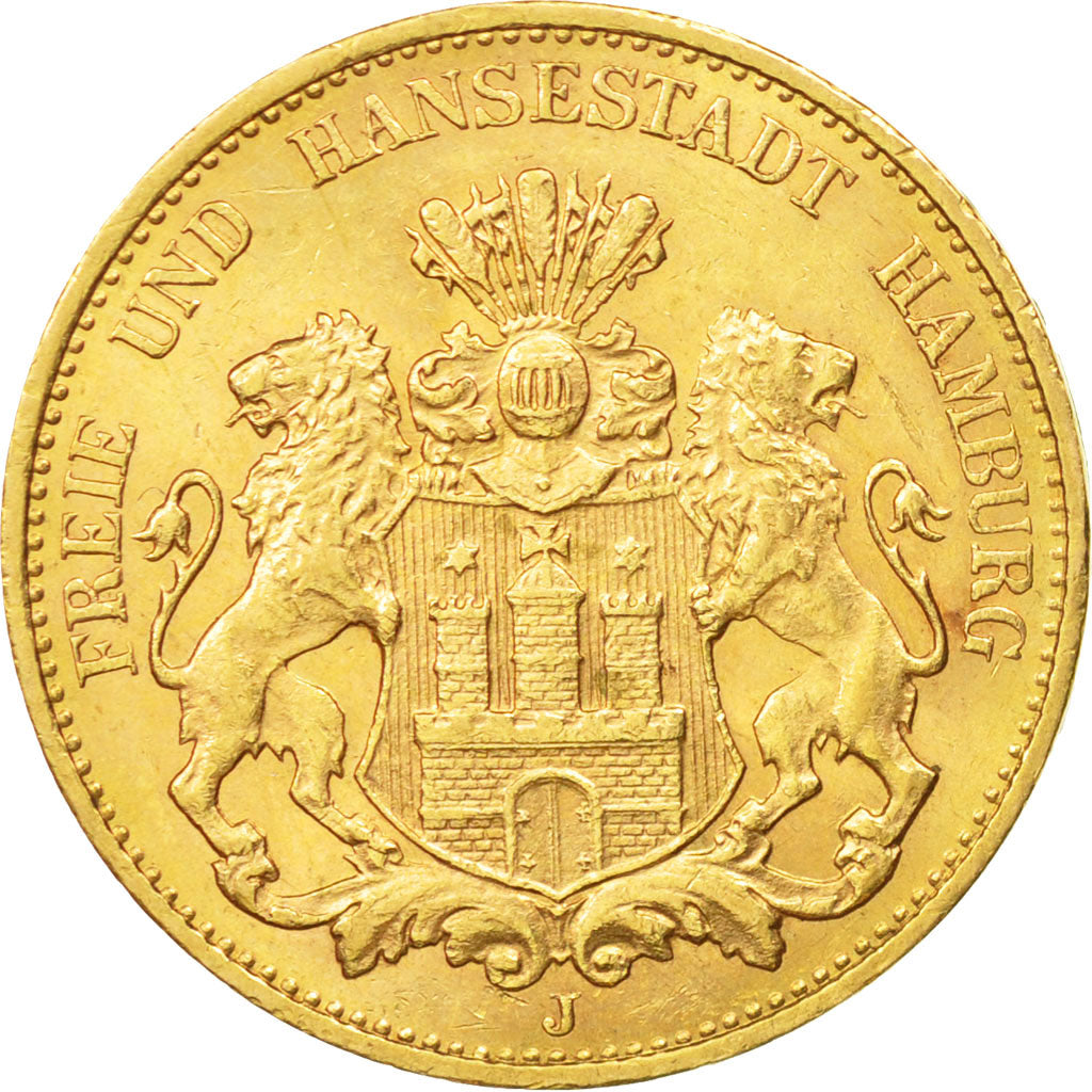 Estados alemanes, HAMBURG, 20 Mark, 1913, Hamburg, EBC+, Oro, KM:618