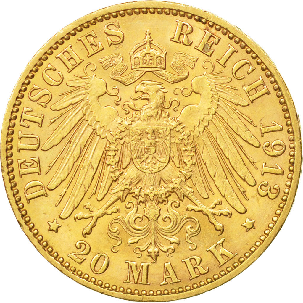 Estados alemanes, HAMBURG, 20 Mark, 1913, Hamburg, EBC+, Oro, KM:618