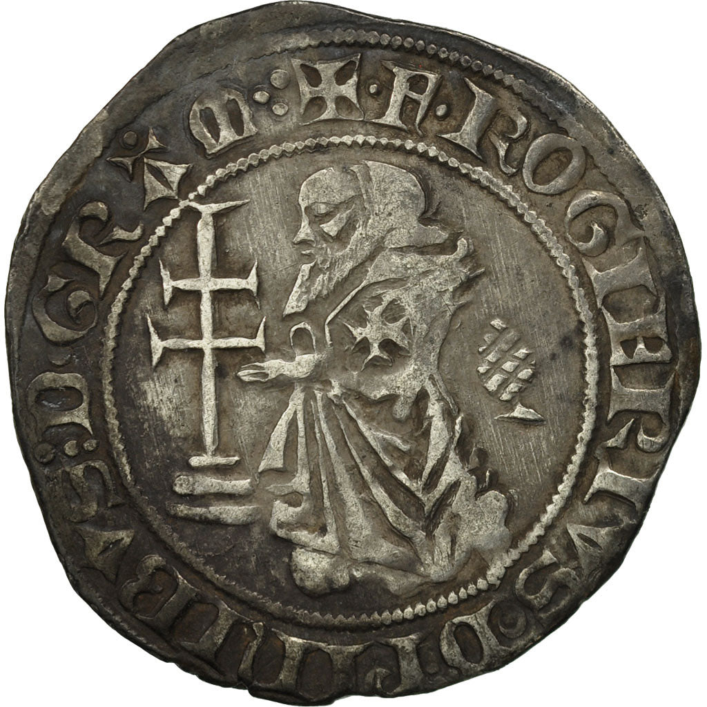 Rhodes, The Order of St John, Roger de Pins, Gigliato, EF(40-45), Silver