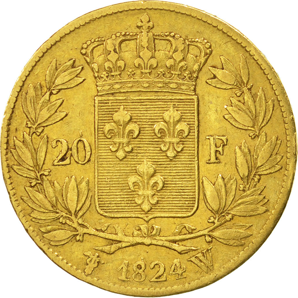 France, Louis XVIII, 20 Francs, 1824, Lille, TTB, Or, Gadoury:1028