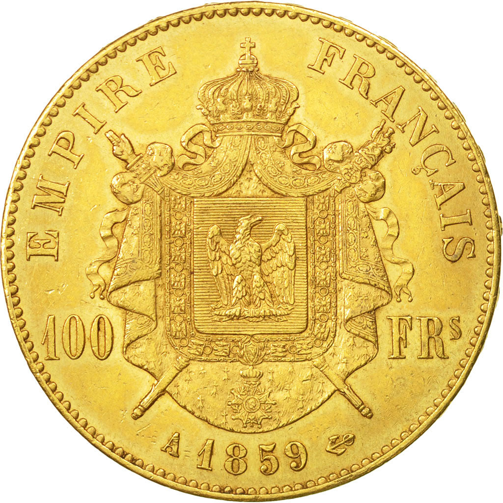 Coin, France, Napoleon III, Napoléon III, 100 Francs, 1859, Paris, EF(40-45)