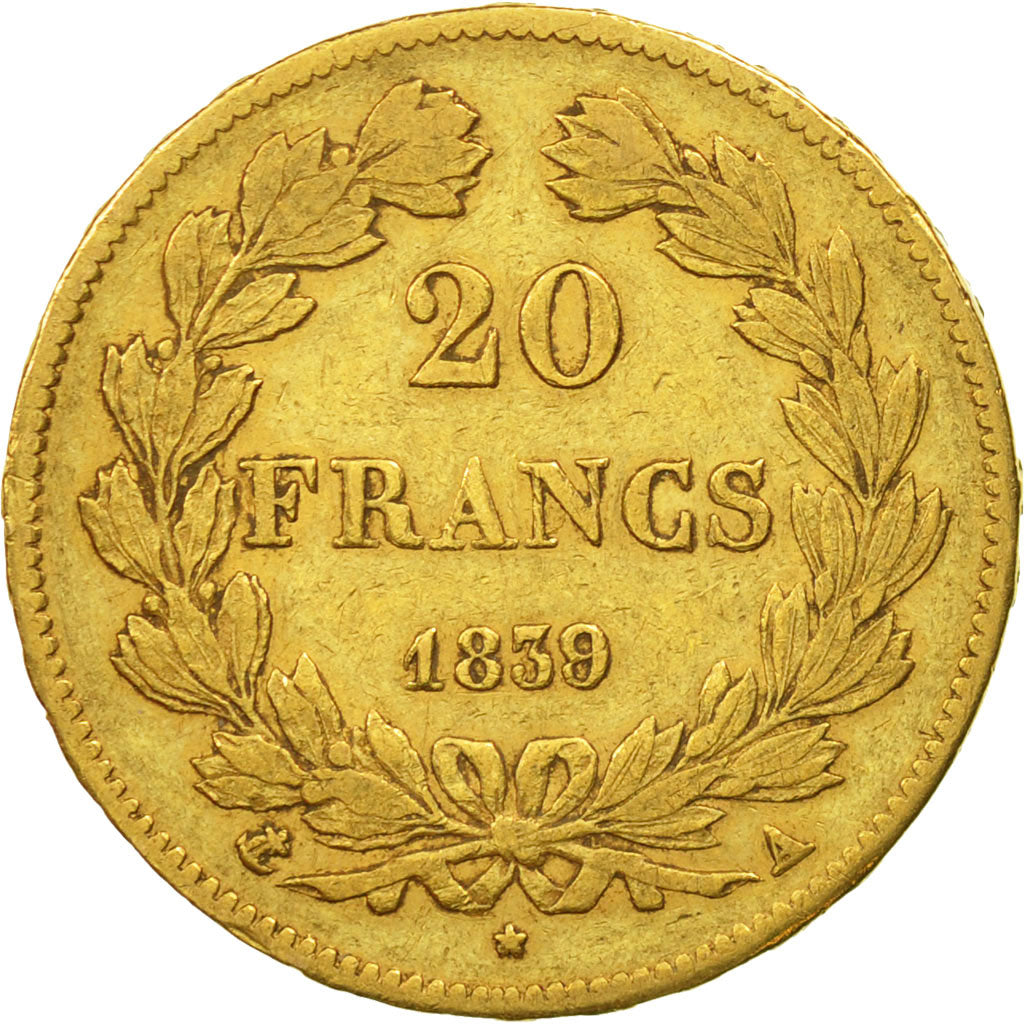 France, Louis-Philippe, 20 Francs, 1839, Paris, EF(40-45), Gold, KM:750.1