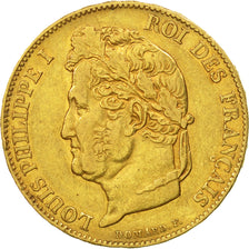 France, Louis-Philippe, 20 Francs, 1848, Paris, AU(50-53), Gold, KM:750.1
