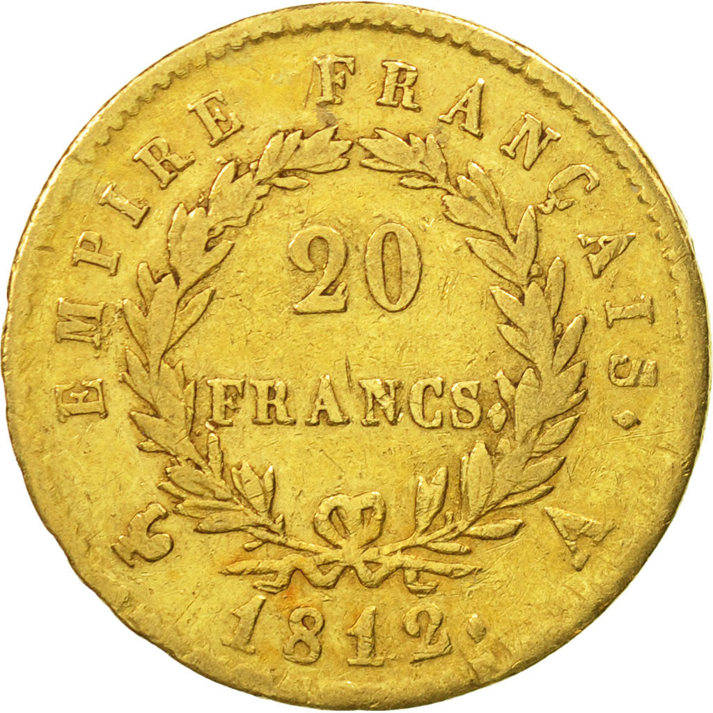 France, Napoléon I, 20 Francs, 1812, Paris, VF(30-35), Gold, KM:695.1