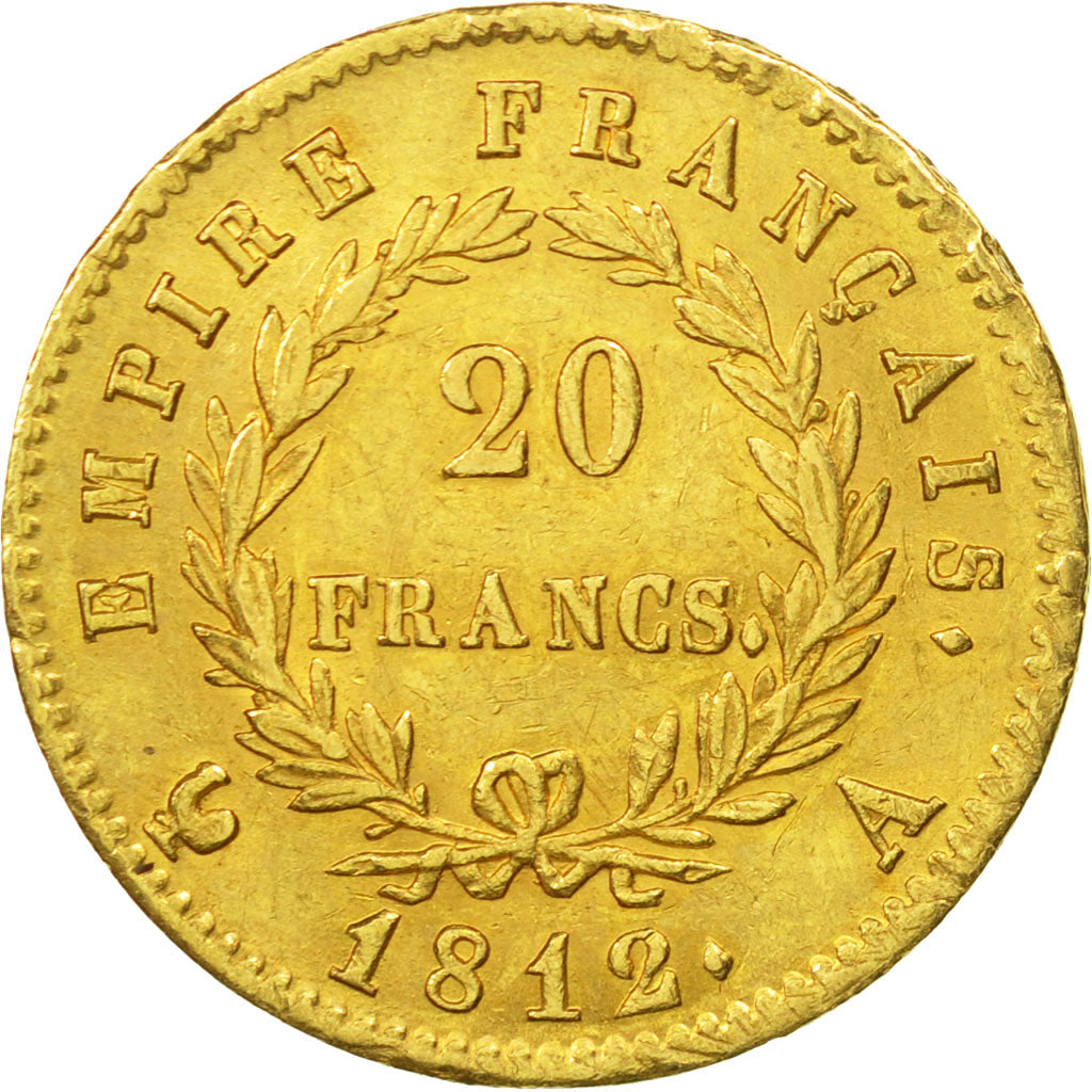 France, Napoléon I, 20 Francs, 1812, Paris, AU(50-53), Gold, KM:695.1