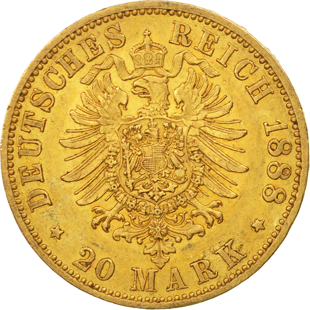 Moneda, Estados alemanes, PRUSSIA, Friedrich III, 20 Mark, 1888, Berlin, MBC+