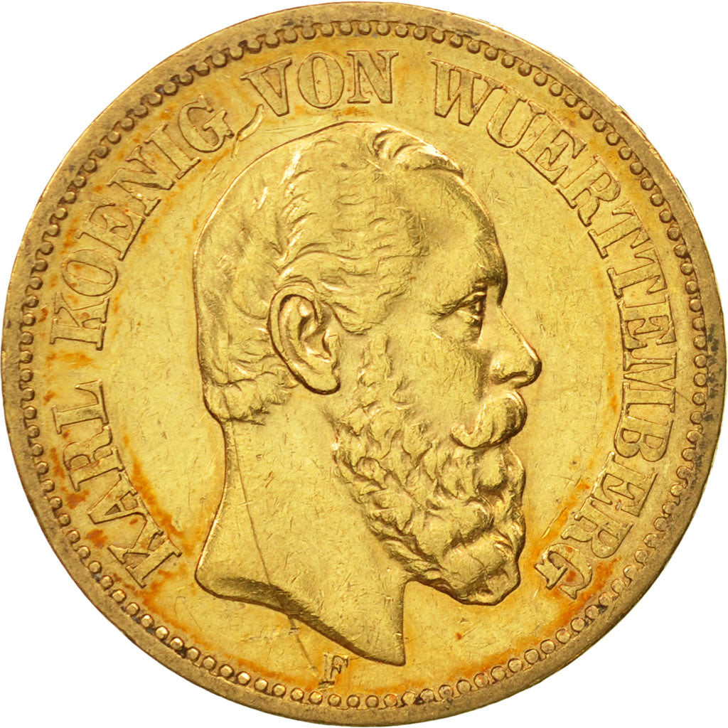 Moneda, Estados alemanes, WURTTEMBERG, Karl I, 20 Mark, 1873, Freudenstadt