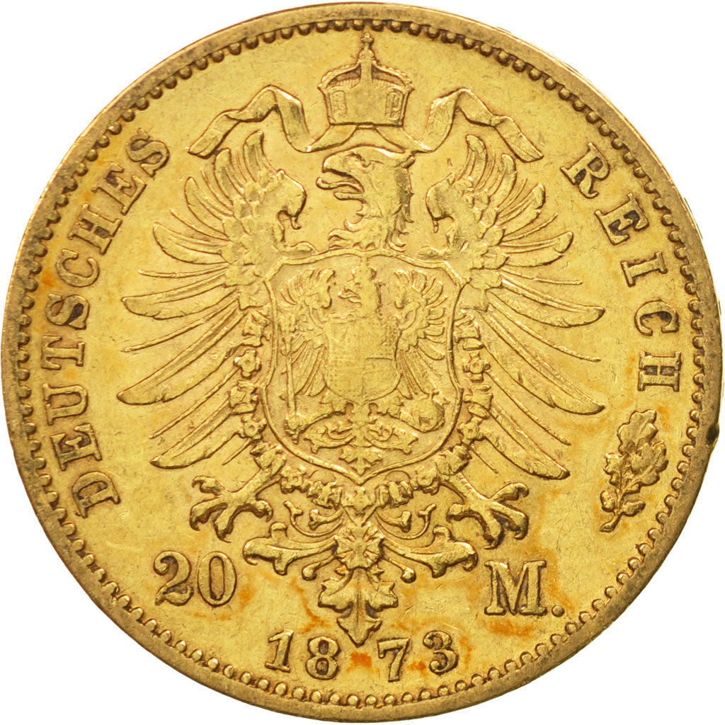 Moneda, Estados alemanes, WURTTEMBERG, Karl I, 20 Mark, 1873, Freudenstadt