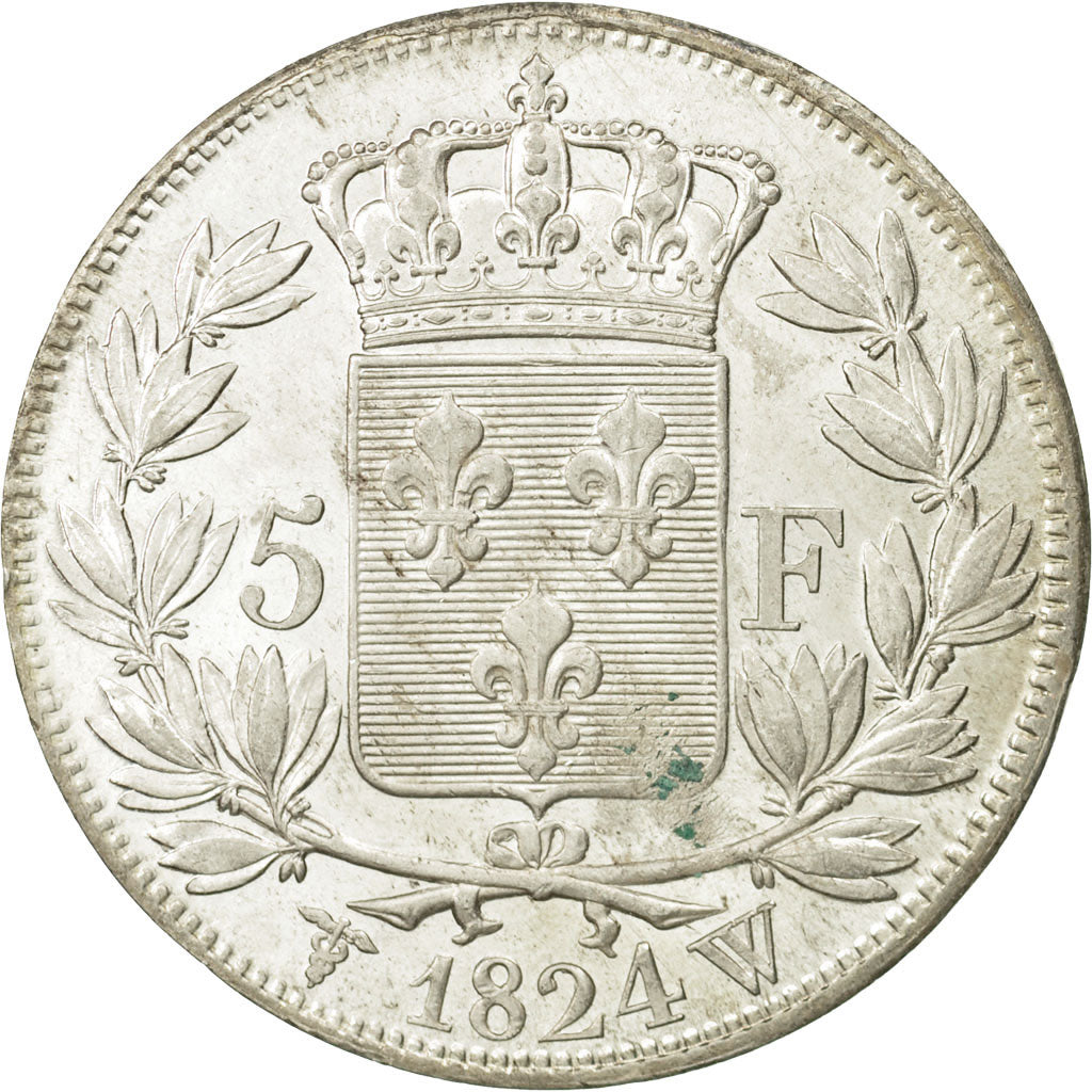 France, Louis XVIII, 5 Francs, 1824, Lille, SPL, Argent, Gadoury:614