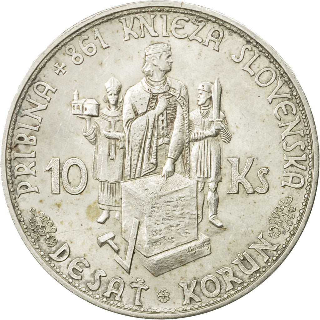 Slovacchia, 10 Korun, 1944, BB+, Argento, KM:9.2