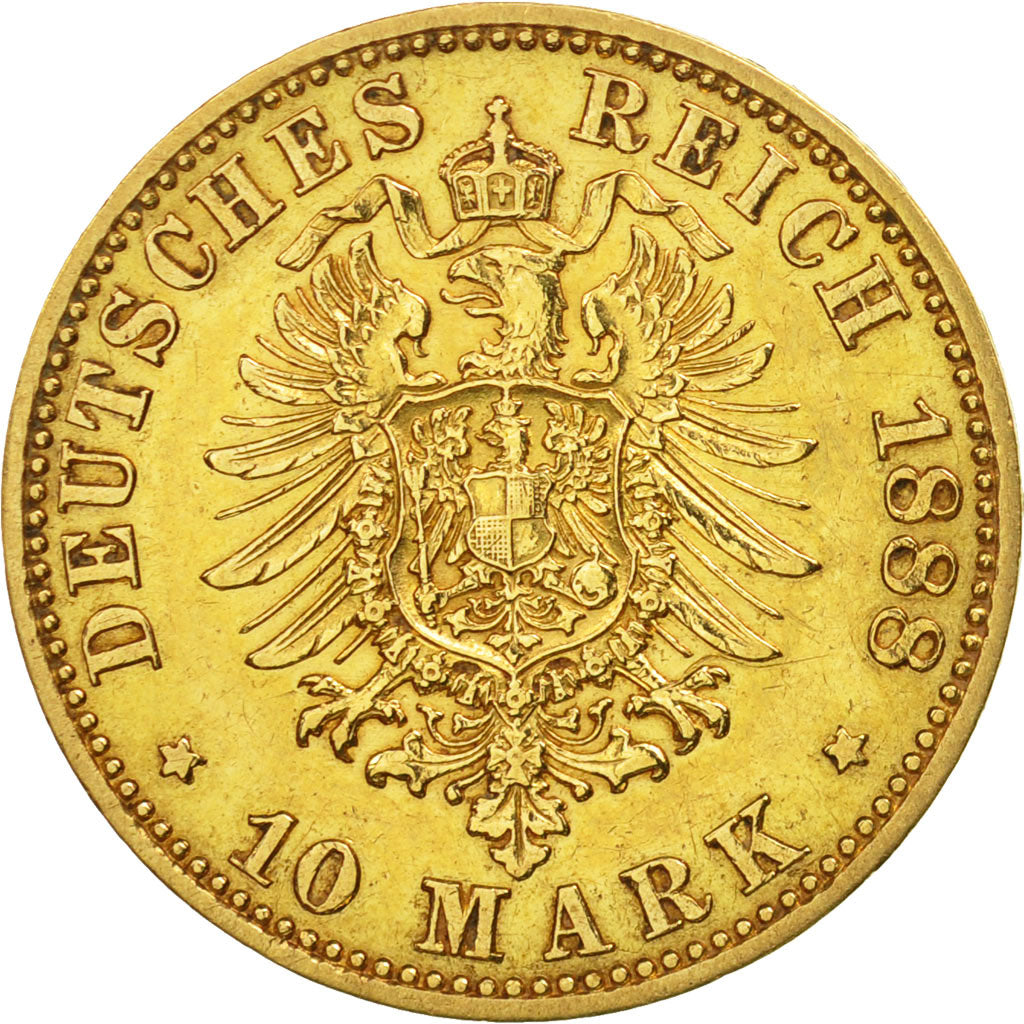 German States, PRUSSIA, Friedrich III, 10 Mark, 1888, Berlin, EF(40-45), Gold