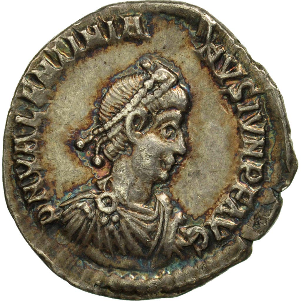 Coin, Valentinian II, Siliqua, Aquileia, AU(55-58), Silver, RIC:15d