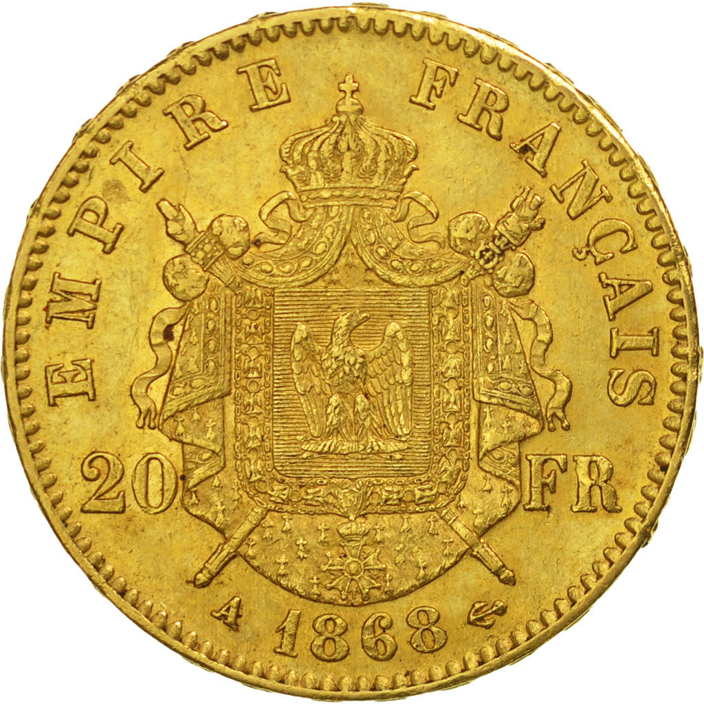 Moneda, Francia, Napoleon III, Napoléon III, 20 Francs, 1868, Paris, EBC, Oro