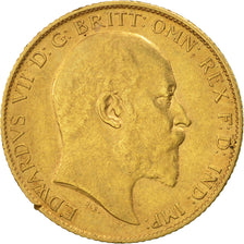 Coin, Great Britain, Edward VII, 1/2 Sovereign, 1905, EF(40-45), Gold, KM:804
