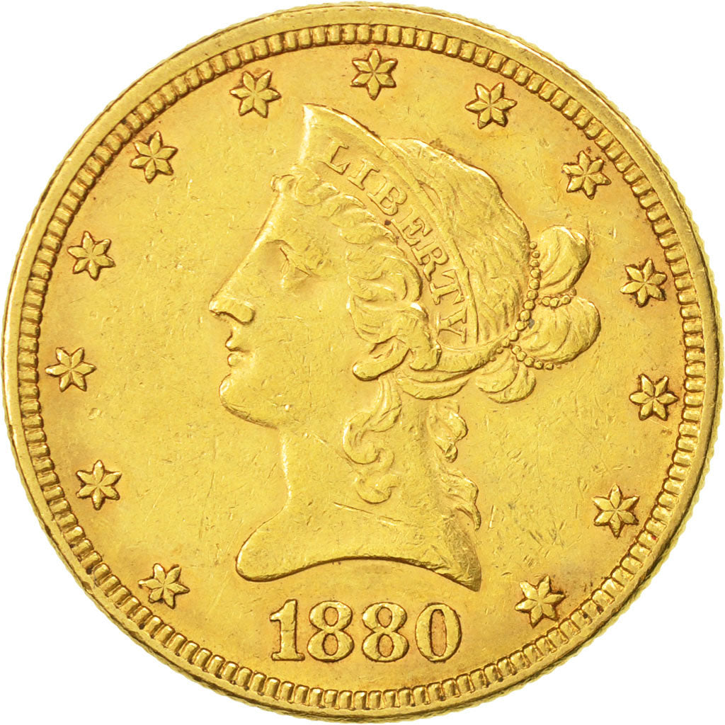 Stati Uniti, Coronet Head, $10, Eagle, 1880, Philadelphia, BB+, Oro, KM:102