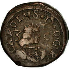 Monnaie, États italiens, CAGLIARI, Carlo II, 3 Cagliarese, 6 Denari, 1668, TB+