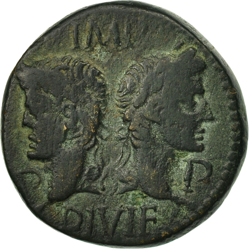 Augustus with Agrippa, Dupondius, Nîmes, VF(30-35), Bronze, RIC:160