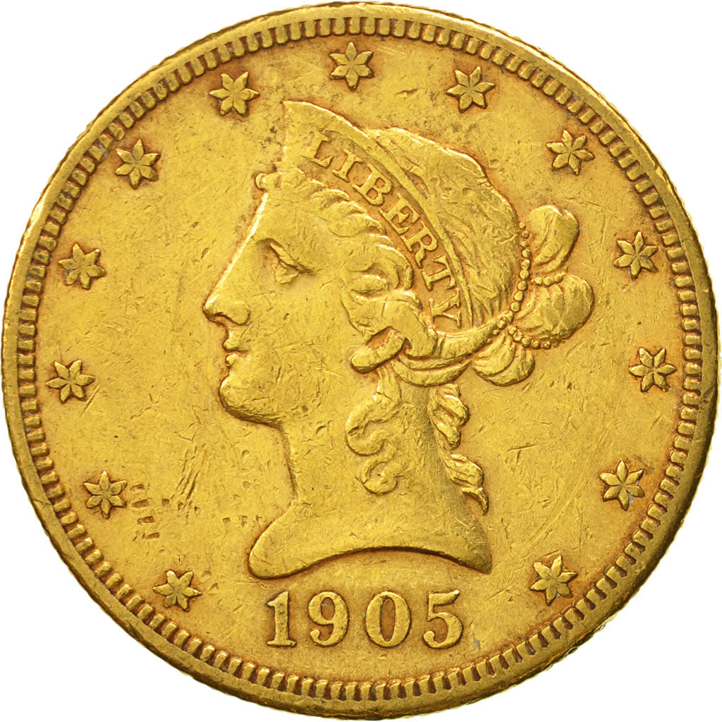 United States, Coronet Head, $10, 1905, San Francisco, EF540-45), Gold, KM:102